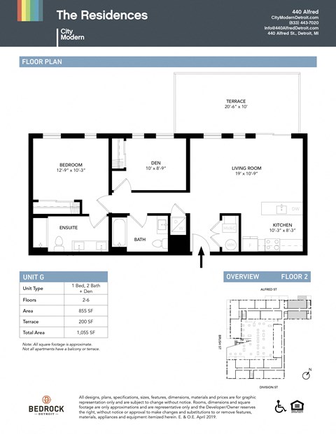 Floor plan for 2 beds, 2 baths, 855 sqft